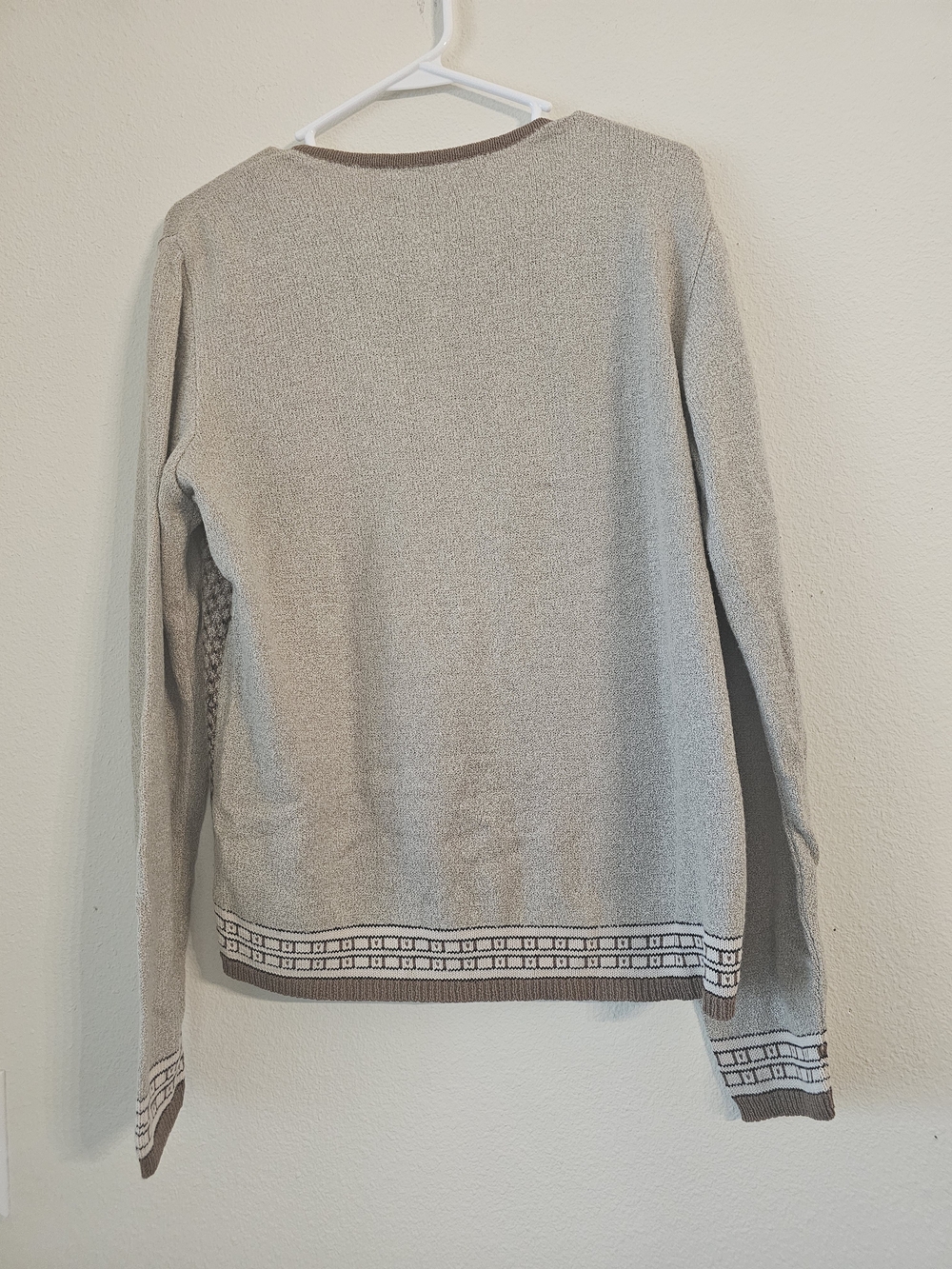 Co & Eddy Women's V-Neck Knit Sweater in Beige and Brown - Picture 2 of 2